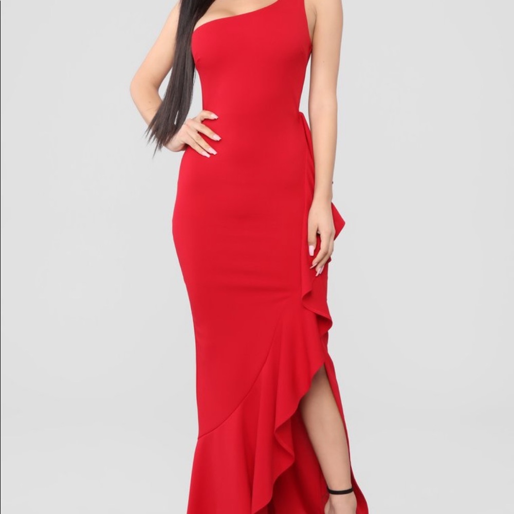 Can’t stop loving you one shoulder maxi dress-red